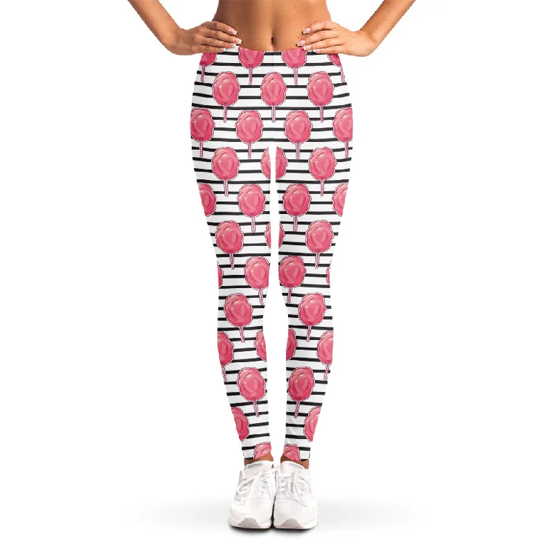 Cotton Candy Striped Pattern Print Women's Leggings Cozy Full-Length Workout Leggings