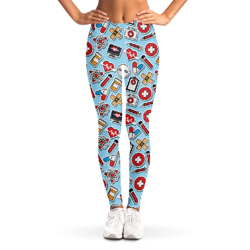 Colorful Medical Pattern Print Women's Leggings Trendy Fitness Leggings