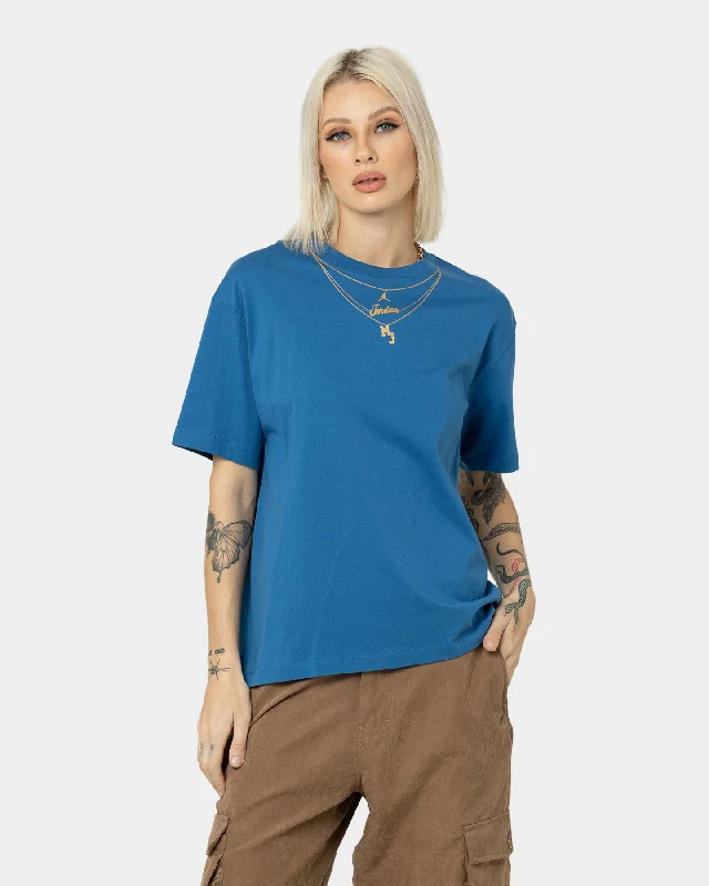 Jordan Women's Heritage Gold Chain T-Shirt Marina Blue Rayon Velvet Corduroy