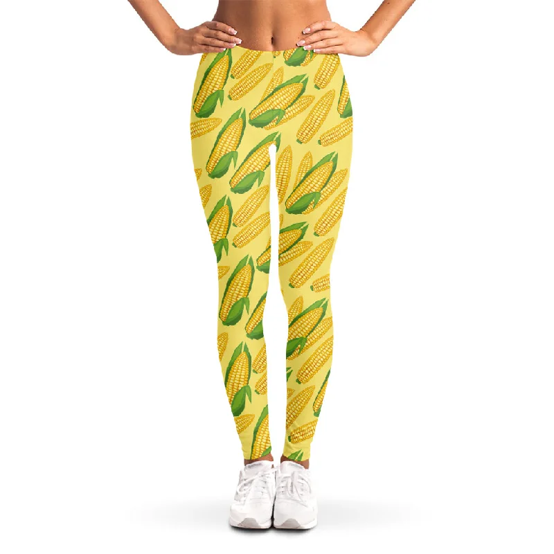 Corn Cob Pattern Print Women's Leggings Chic Printed Yoga Pants