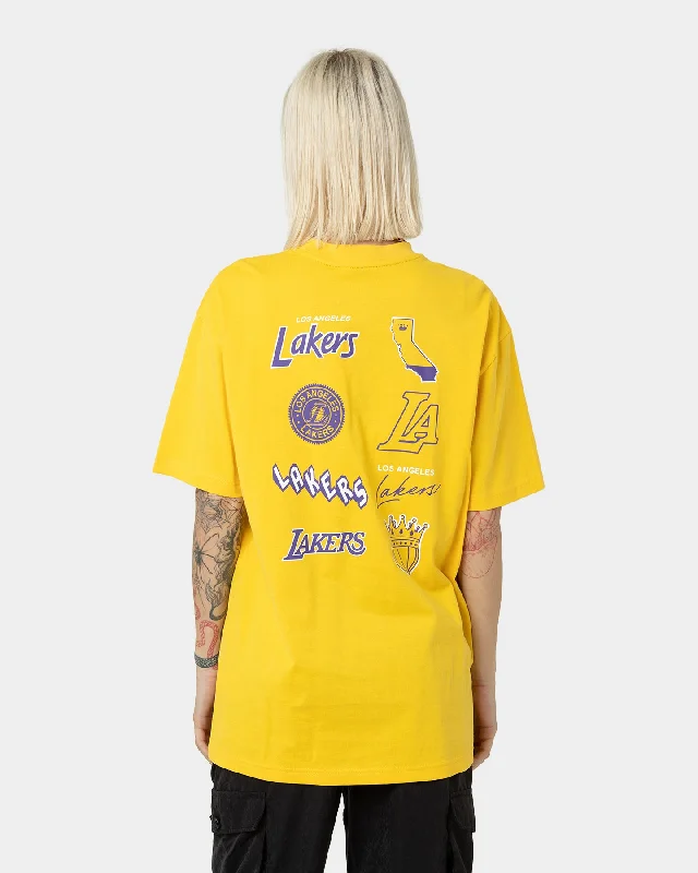 New Era Los Angeles Lakers City Graphics T-Shirt Yellow Chenille Blend Fleece Blend Nylon Blend