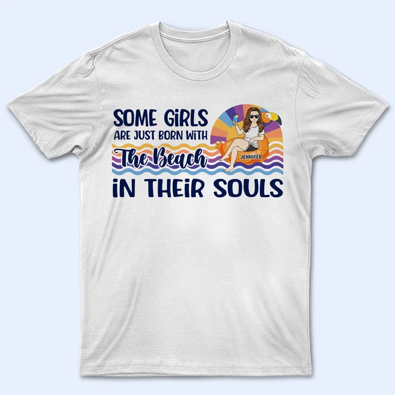 Born With The Beach In Their Souls - Gift For Beach Lovers - Personalized Custom T Shirt Zippered Front Buttoned Front Snap Front