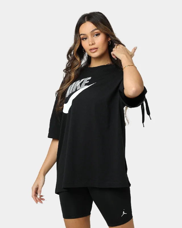 Nike Women's Sportswear Dance T-Shirt Black Notch Collar Peter Pan Collar Cowl Neck