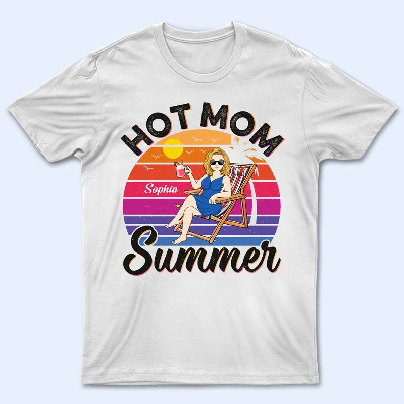 Hot Mom Summer Beach Mother - Gifts For Mom - Personalized Custom T Shirt Silk Blend Satin Velvet