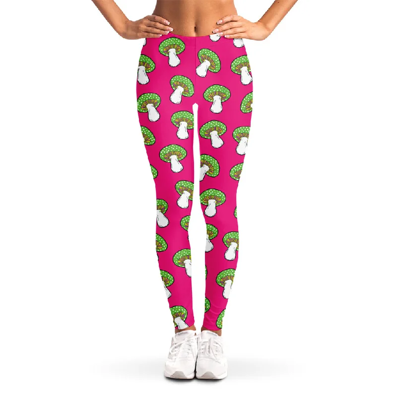 Crazy Mushroom Pattern Print Women's Leggings Trendy Sports Performance Leggings