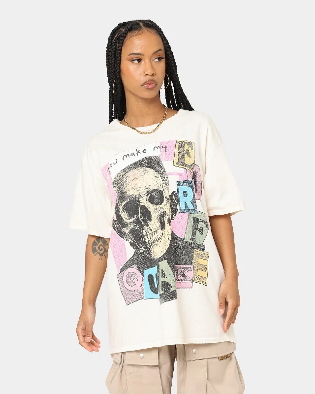 Goat Crew Earfquake Skull T-Shirt Off White Fashionable Trendy Casual