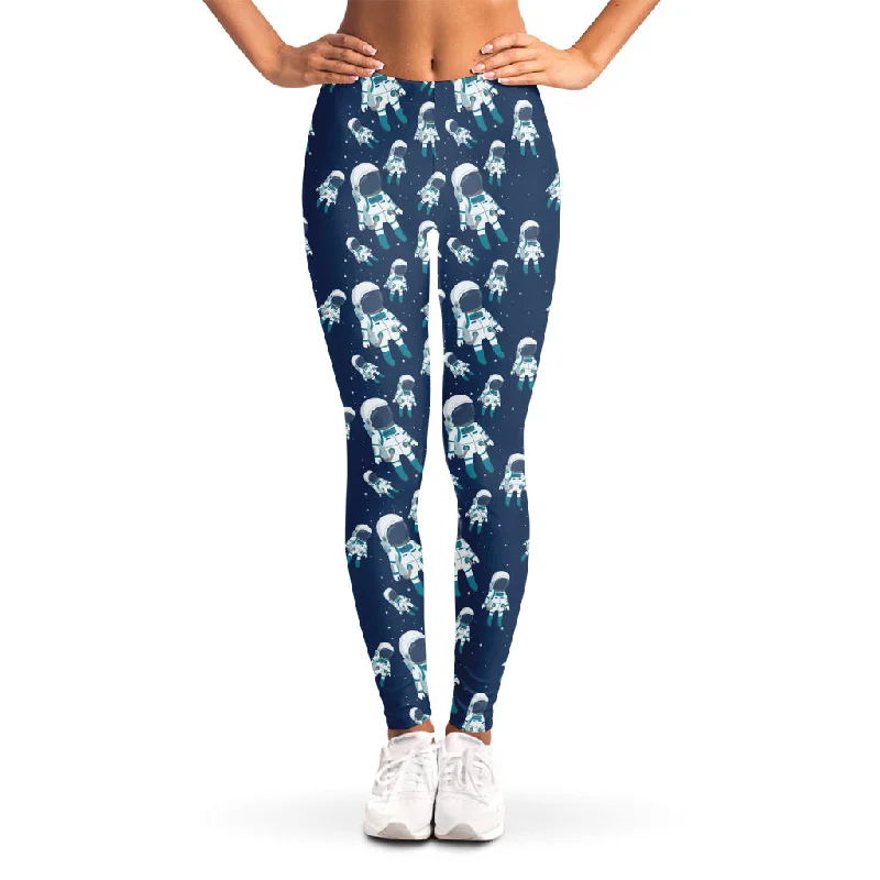 Cute Astronaut Pattern Print Women's Leggings Stylish High-Waisted Leggings