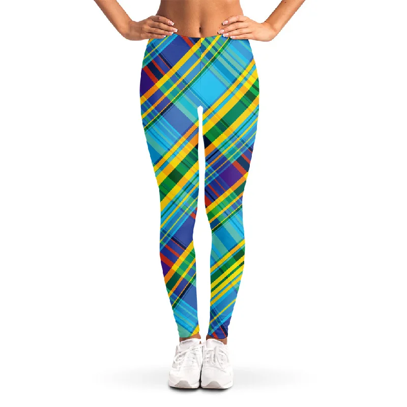 Colorful Tartan Pattern Print Women's Leggings Stylish High-Waisted Leggings