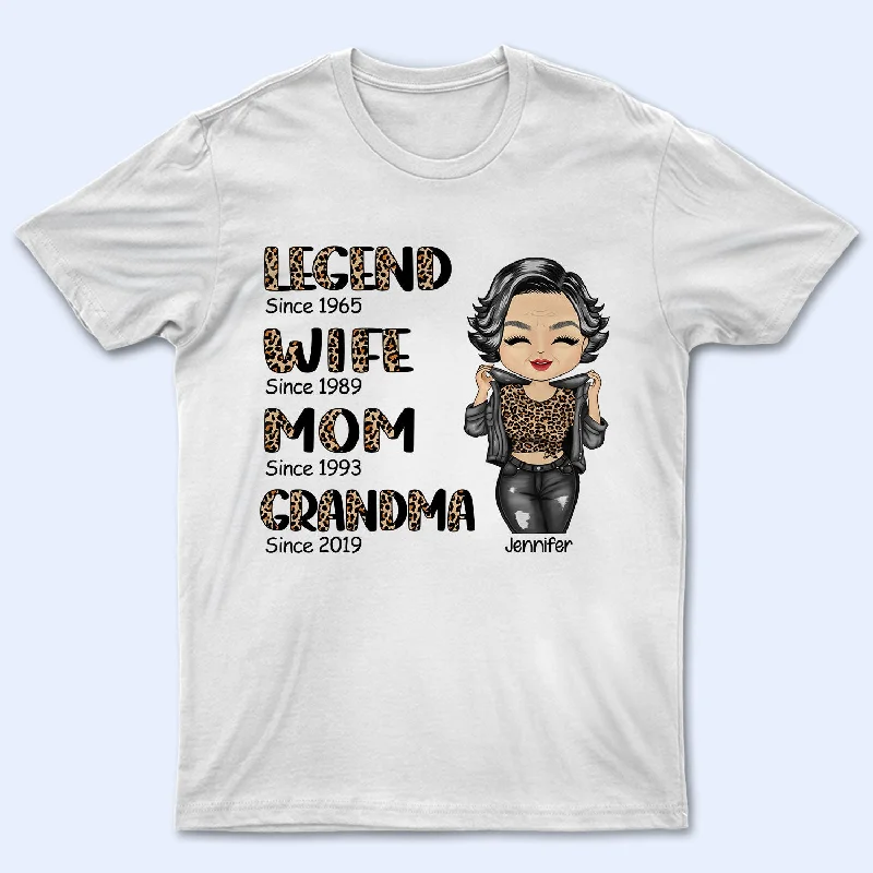 Legend Wife Mom Grandma - Family Gift For Mother & Grandma - Personalized Custom T Shirt Collared Crew Neck Turtle Neck