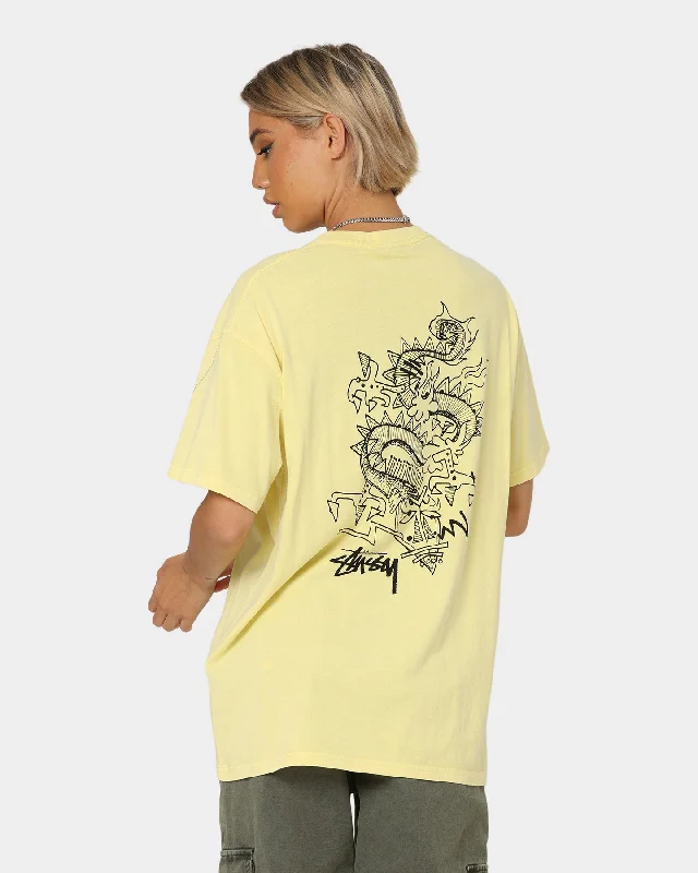 Stussy Script Dragon T-Shirt Pigment Citrus Mesh Canvas Denim