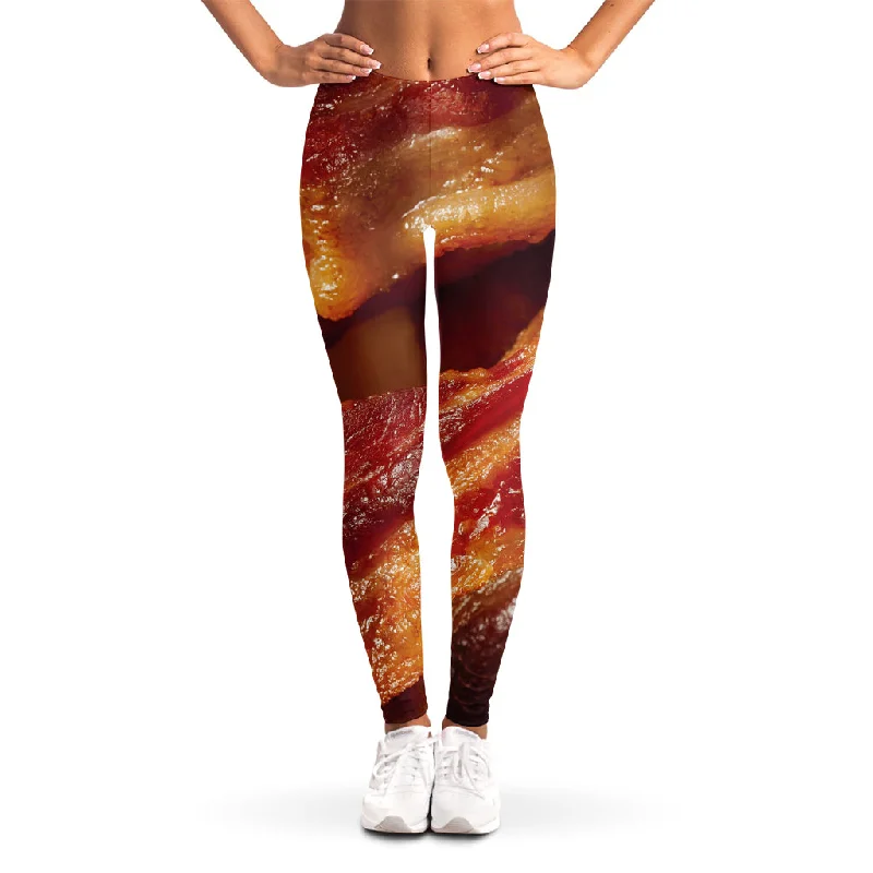 Crispy Bacon Print Women's Leggings Stylish Printed Stretch Leggings