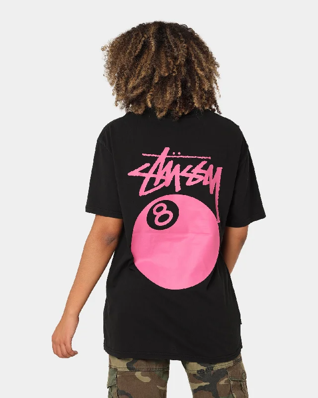 Stussy 8 Ball T-Shirt Pigment Black Jersey Fabric Tulle Fabric Batik Fabric