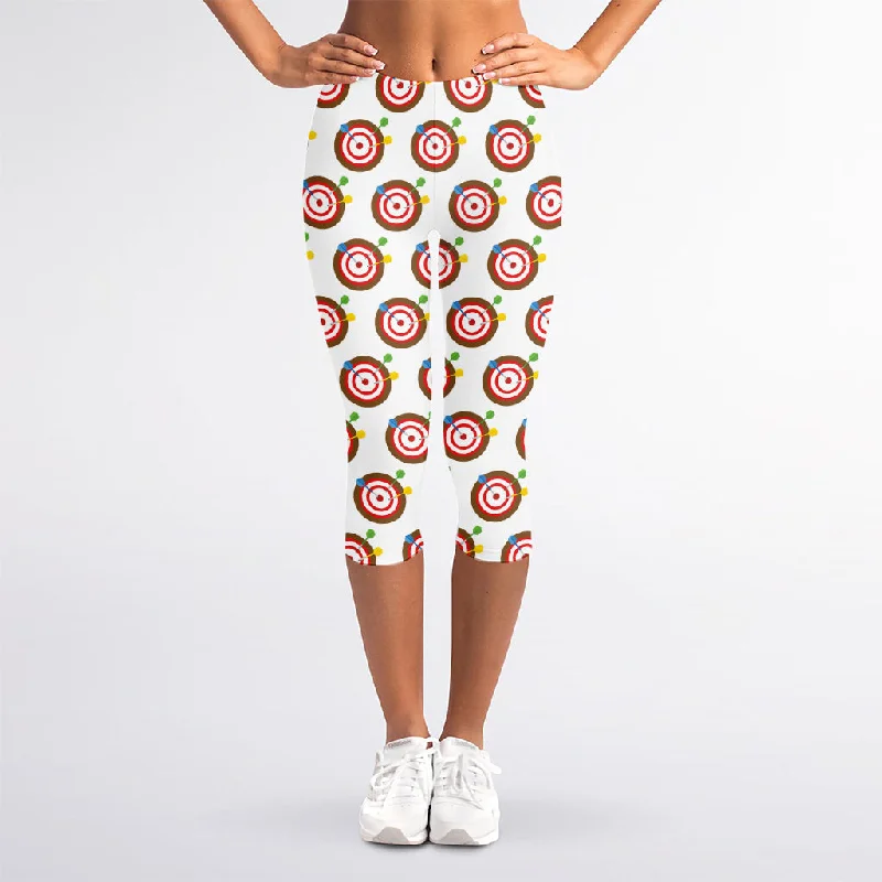 Colorful Darts And Dartboard Print Women's Capri Leggings Stylish Sporty Performance Leggings