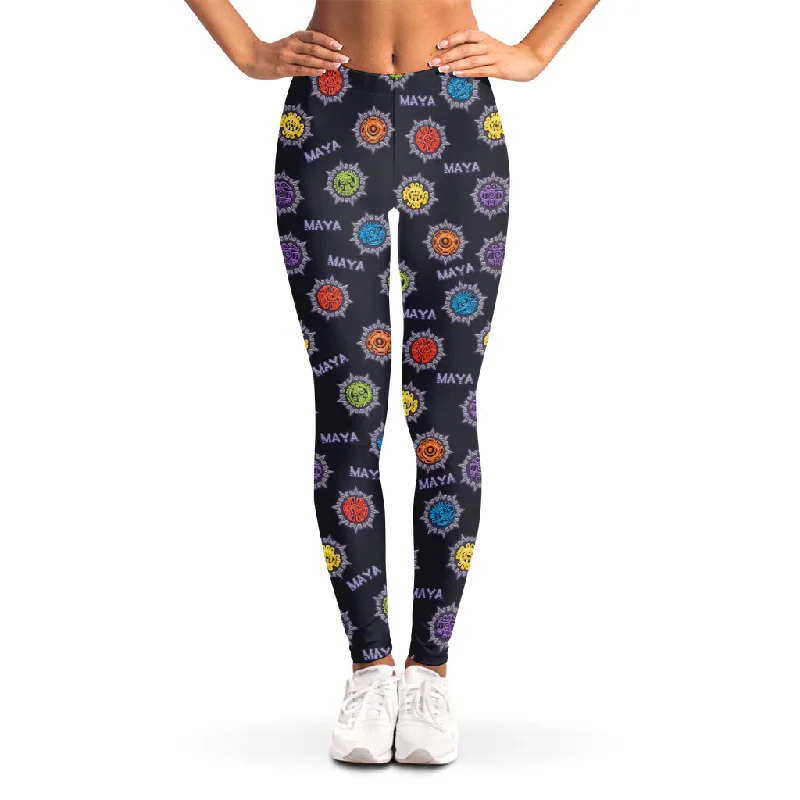 Colorful Maya Pattern Print Women's Leggings Chic Smooth Fit Leggings