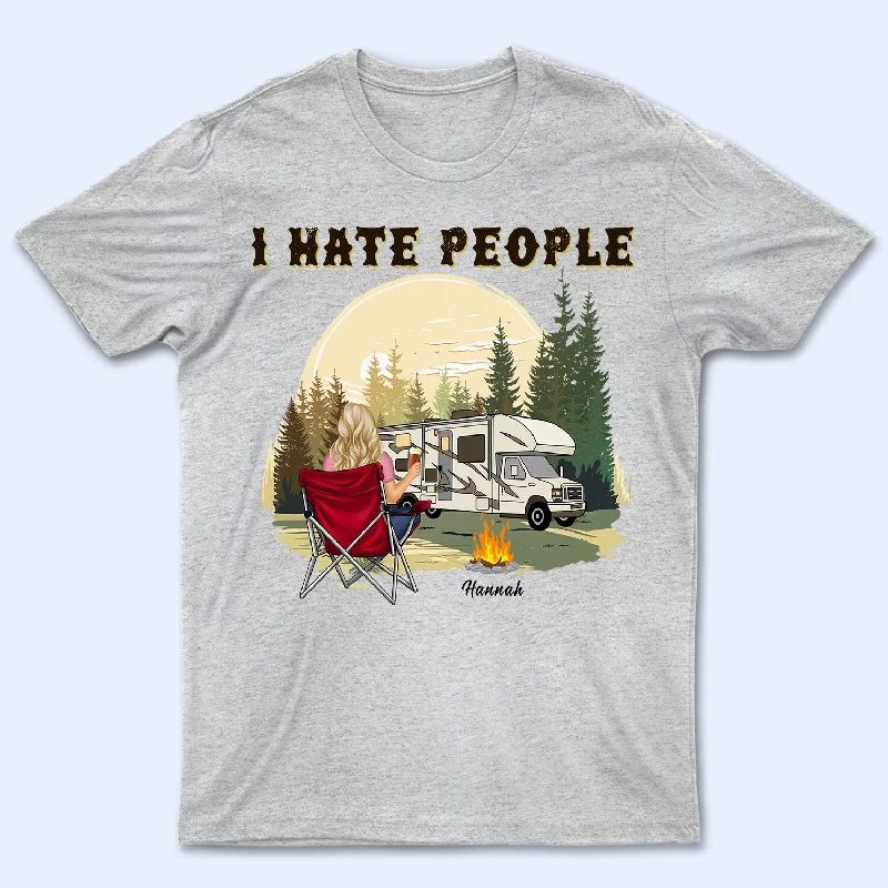 I Hate People - Gift For Camping Lovers - Personalized Custom T Shirt Rayon Fabric Velvet Fabric Corduroy Fabric