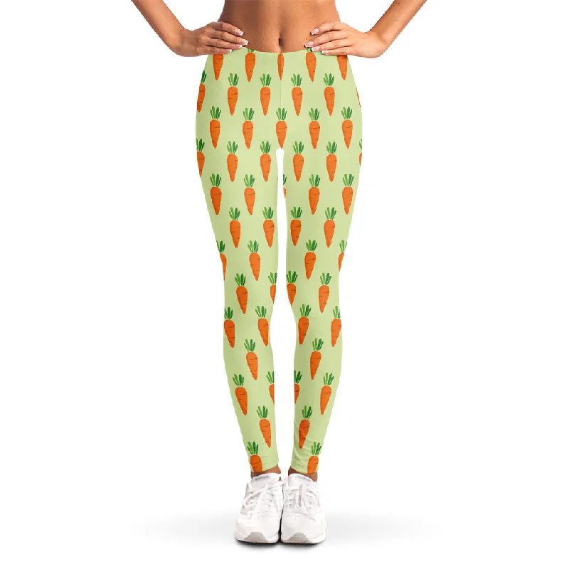 Cute Carrot Pattern Print Women's Leggings Trendy Sporty Compression Leggings