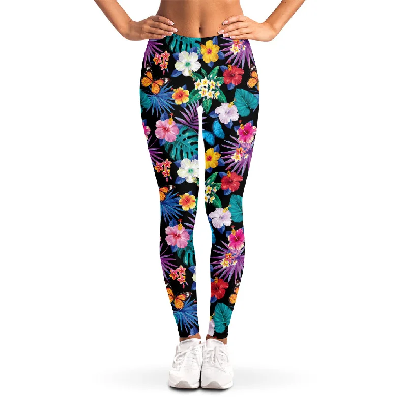 Colorful Tropical Jungle Hawaiian Print Women's Leggings Fashionable Stretchy Fit Leggings