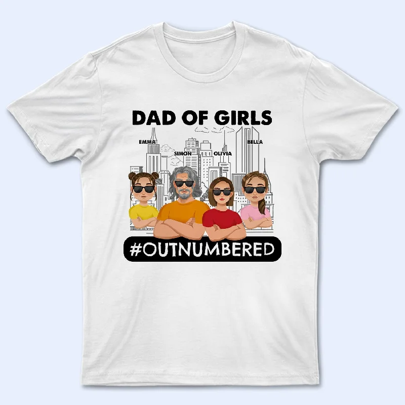 Dad Of Girls Outnumbered - Gift For Father - Personalized T Shirt Polka Dot Checkered Tartan