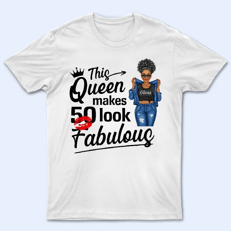 This Queen Looks Fabulous - Birthday Gift For Yourself, Gift For Women - Personalized T Shirt Solid Color Striped Floral