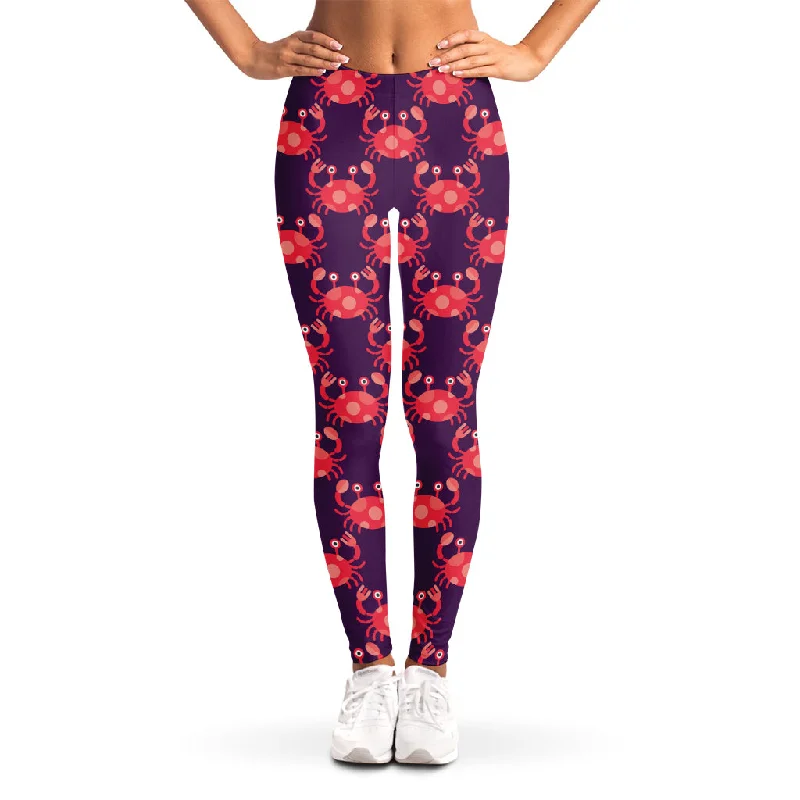 Cute Crab Pattern Print Women's Leggings Trendy Mesh Leggings