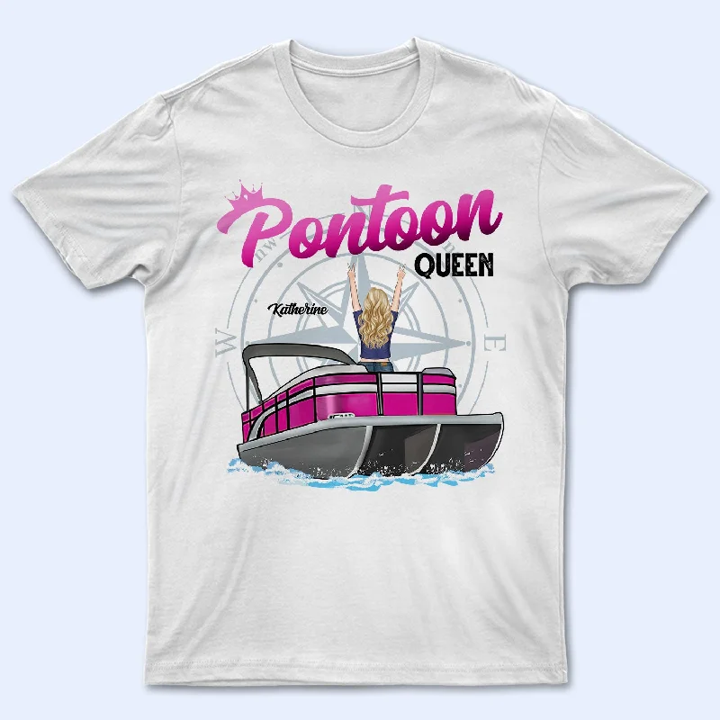 Pontoon Boat Queen - Birthday, Traveling, Cruising Gift For Lake Beach Lovers, Travelers - Personalized Custom T Shirt Fleece Nylon Spandex