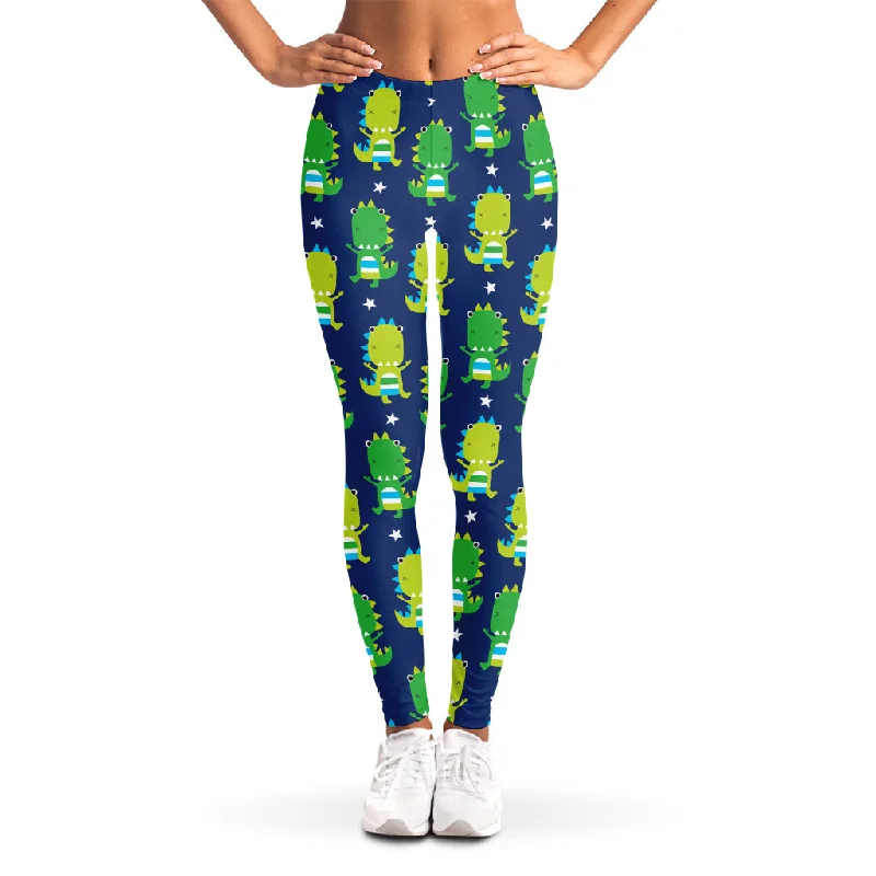 Cute Dino T-Rex Pattern Print Women's Leggings Comfortable Plus Size Leggings