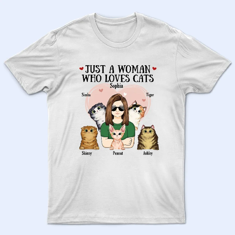 Just A Woman Man Who Loves Cats - Birthday Gift For Cat Lovers, Pet Lovers - Personalized Custom T Shirt Seamless Knitted Crochet