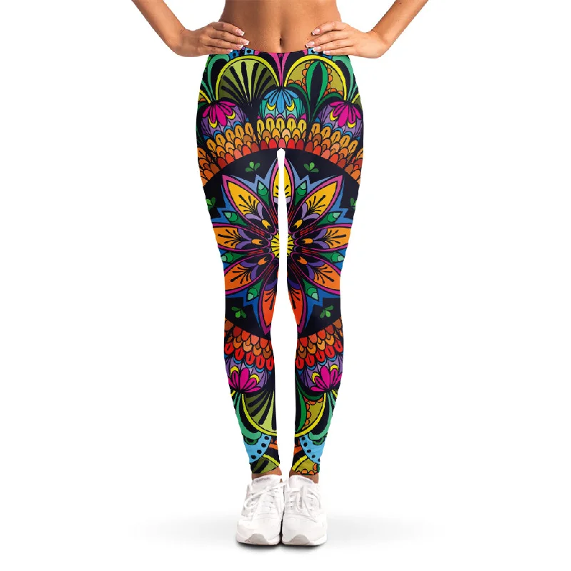 Colorful Mandala Print Women's Leggings Cozy Lounge Pants Leggings