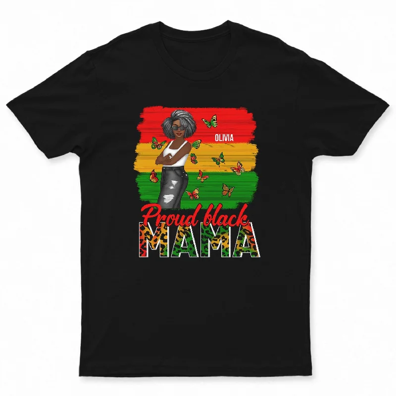 Proud Black Mama - Gift For Mother - Personalized T Shirt Welt Pockets Slit Pockets Flap Pockets