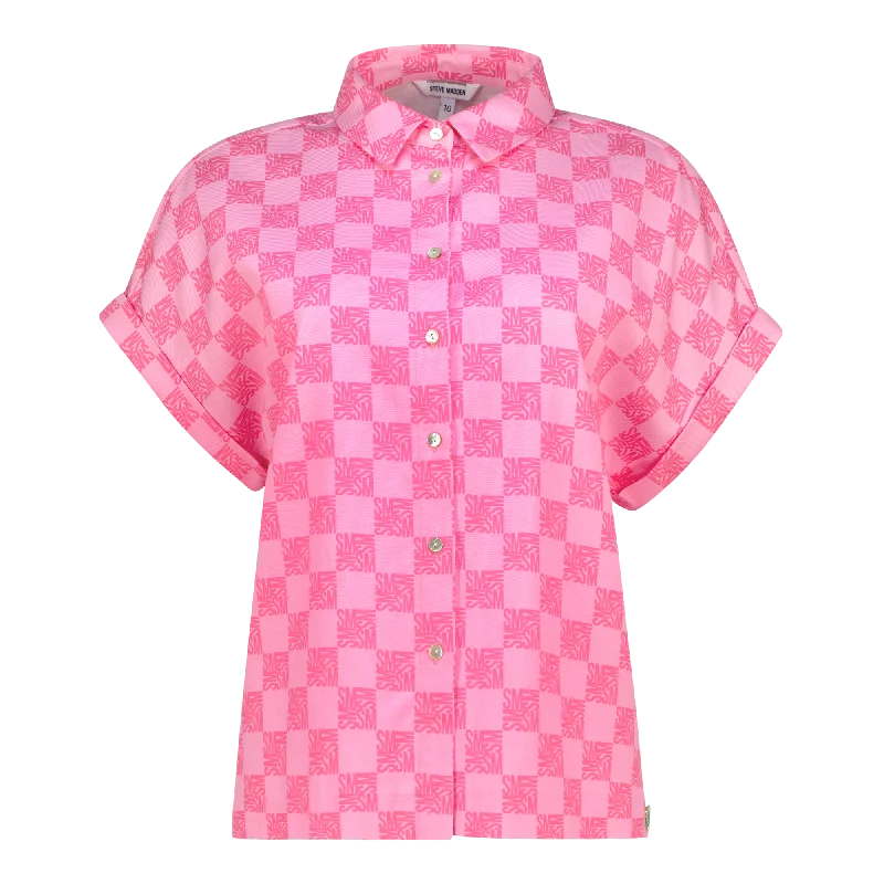 NAVAEH PINK ALLOVER PRINTED SHIRT Oversized T-Shirt Spandex breathable