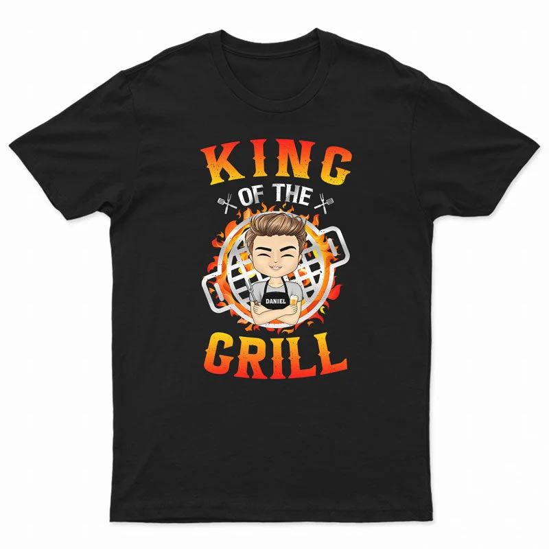 BBQ King And Queen - Gift For Couples - Personalized Custom T Shirt Striped Floral Plaid