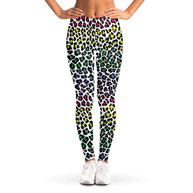 Colorful Leopard Print Women's Leggings Elegant Textured Leggings