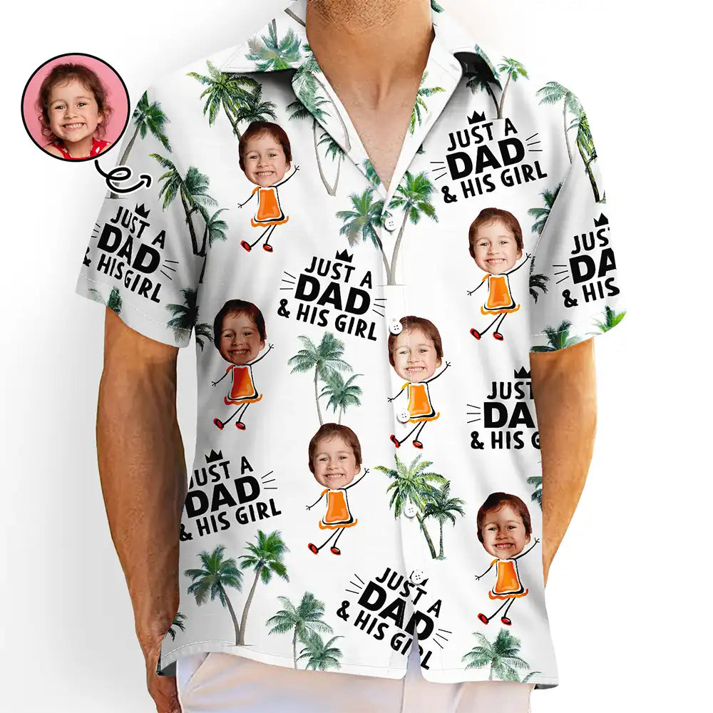 Custom Photo Just A Dad And His Girl - Personalized Hawaiian Shirt Zippered Front Buttoned Front Snap Front