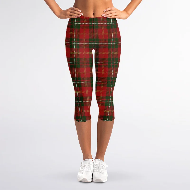 Christmas Scottish Tartan Pattern Print Women's Capri Leggings Fashionable Quick-Dry Yoga Pants