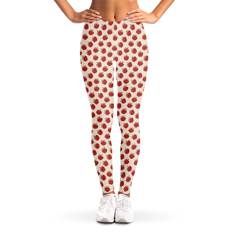 Cute Apple Pattern Print Women's Leggings Fashionable Printed Leggings