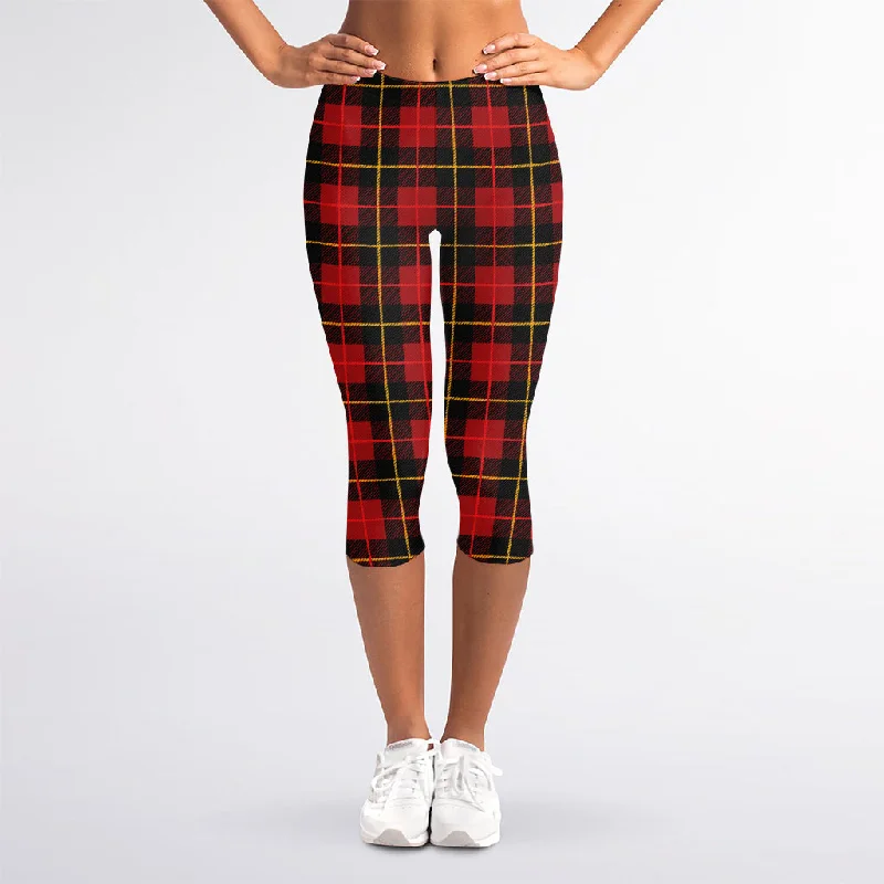 Clan Macqueen Tartan Pattern Print Women's Capri Leggings Fashionable Sports Compression Leggings