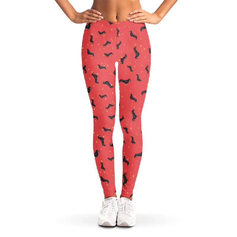 Cute Dachshund Pattern Print Women's Leggings Fashionable Seamless Leggings