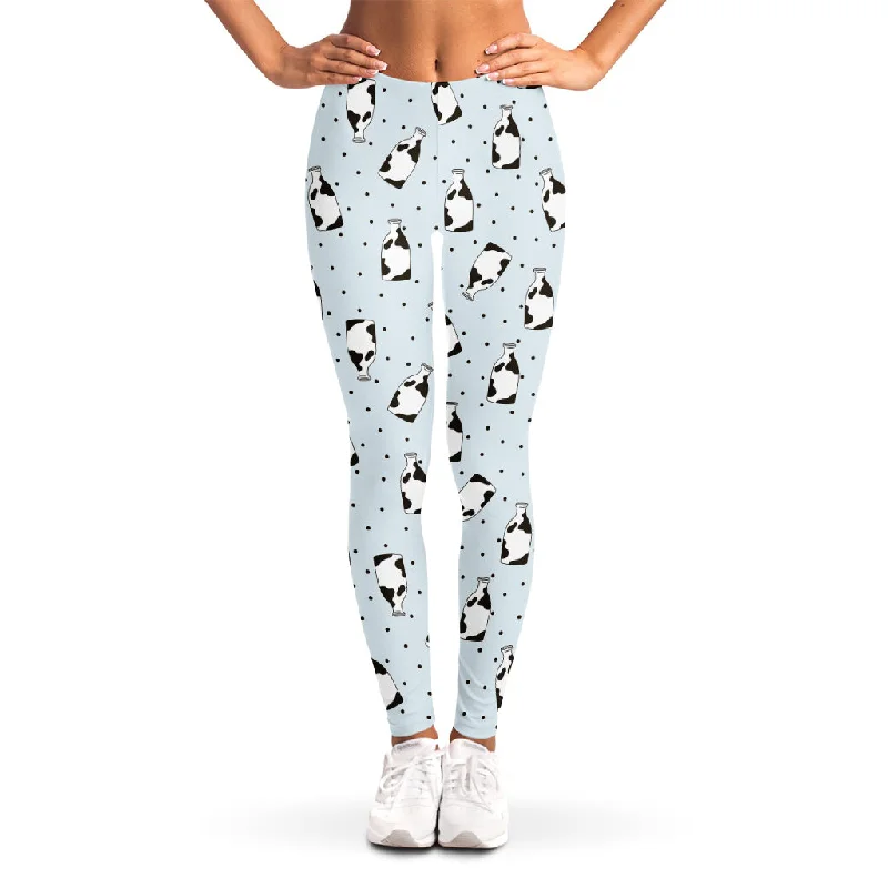 Cow Milk Bottle Pattern Print Women's Leggings Trendy Tie-Dye Leggings