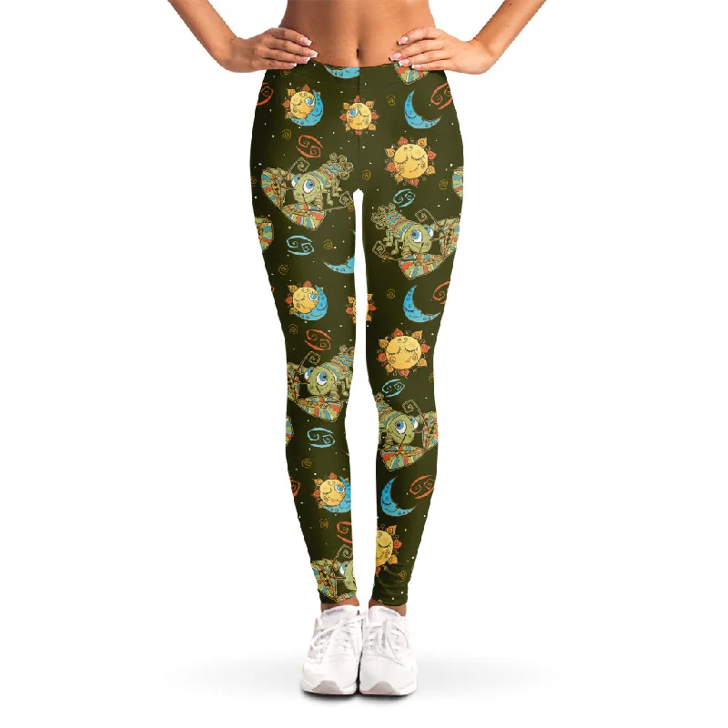 Cute Cartoon Cancer Pattern Print Women's Leggings Trendy Fitness Leggings