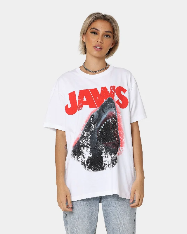 American Thrift Jaws T-Shirt White Asymmetrical Pockets Print