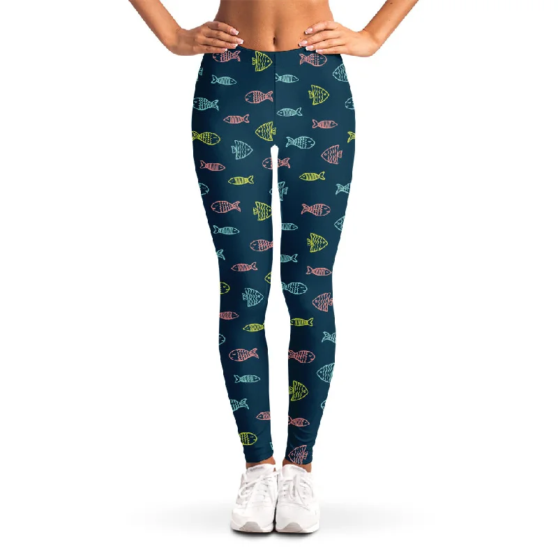 Cute Fish Pattern Print Women's Leggings Comfortable Wide-Band Leggings