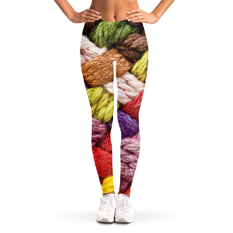 Colorful Wool Yarns Print Women's Leggings Stylish Stretch Print Leggings