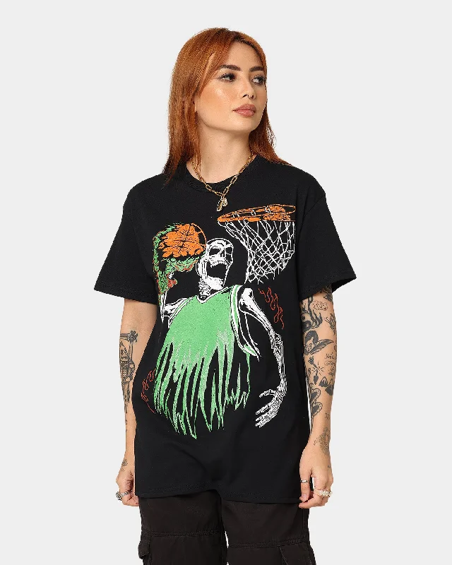 Goat Crew Playoff Skeleton T-Shirt Black/Green Terry Blend Velvet Blend Canvas Blend