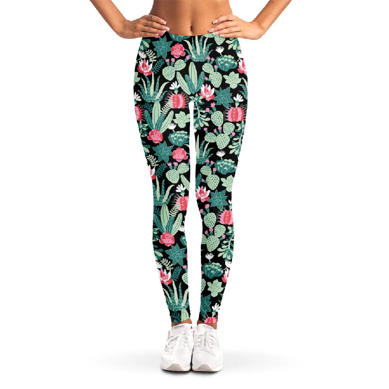 Cute Cactus And Succulent Print Women's Leggings Cozy Fashion Leggings