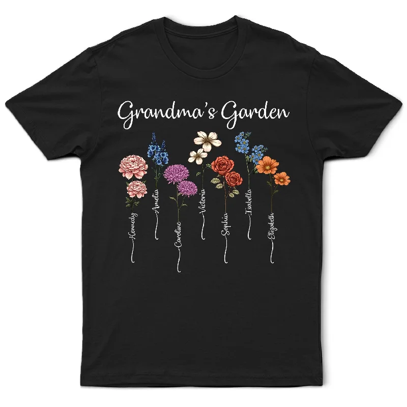 Grandma's Garden Birth Flower Bouquet - Personalized T Shirt Modern Contemporary Chic