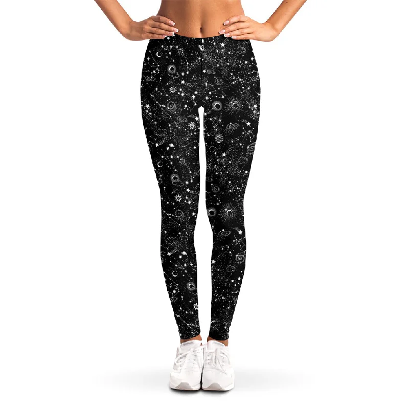 Constellation Galaxy Pattern Print Women's Leggings Comfortable Zip-Up Leggings