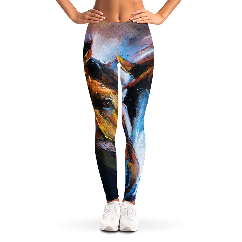 Couple Horses Painting Print Women's Leggings Fashionable Sports Leggings