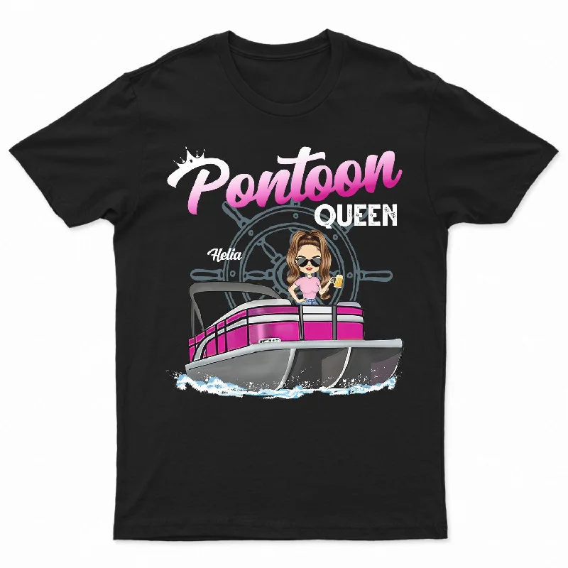 Boating Pontoon Queen - Birthday Gift For Pontooning Lovers, Lake Lovers, Travelers, Women - Personalized Custom T Shirt Boxy Fit Fitted Loose