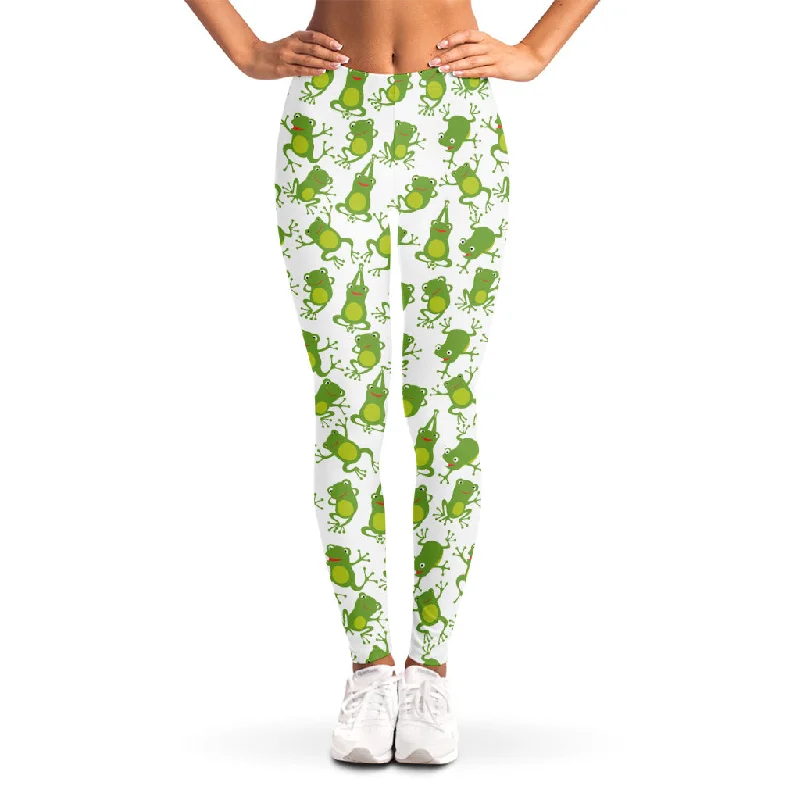 Cute Frog Pattern Print Women's Leggings Fashionable Minimal Active Leggings