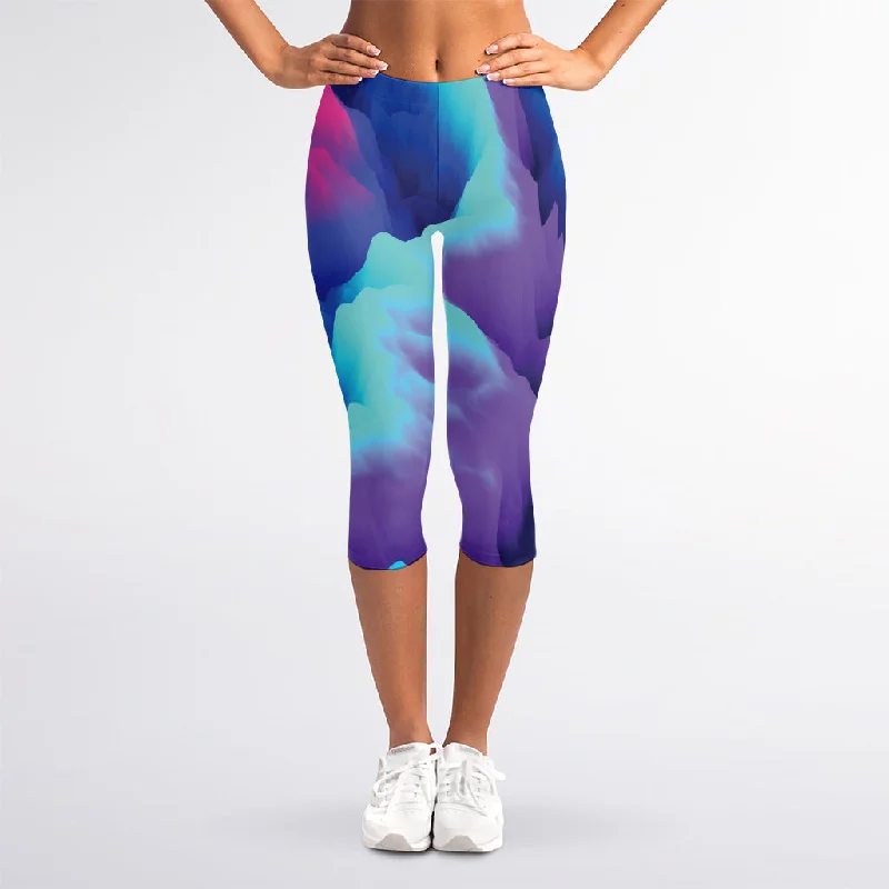 Colorful Cloud Print Women's Capri Leggings Cozy Sweat-Wicking Leggings